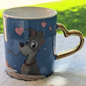 Disney's Lady And The Tramp Mug With Heart Shaped Handle.  In Great Condition.